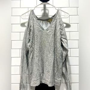 Cold shoulder sweater with open back